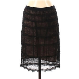 BCBGMAXAZRIA Skirt Black Lace Embroidered Stretch Knee Length Women's Size XS